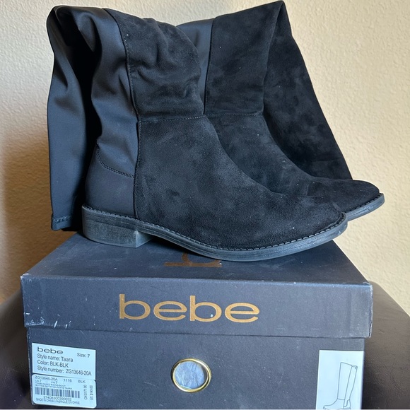 bebe taara mixed black riding boot size 7 - Picture 2 of 11